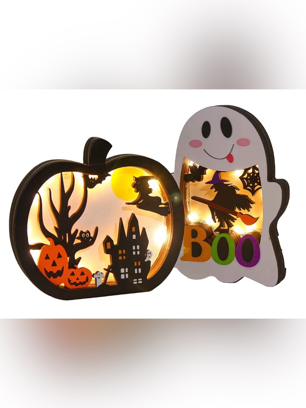 Halloween Light-Up Pumpkin and Ghost Décor Set - Orange & White